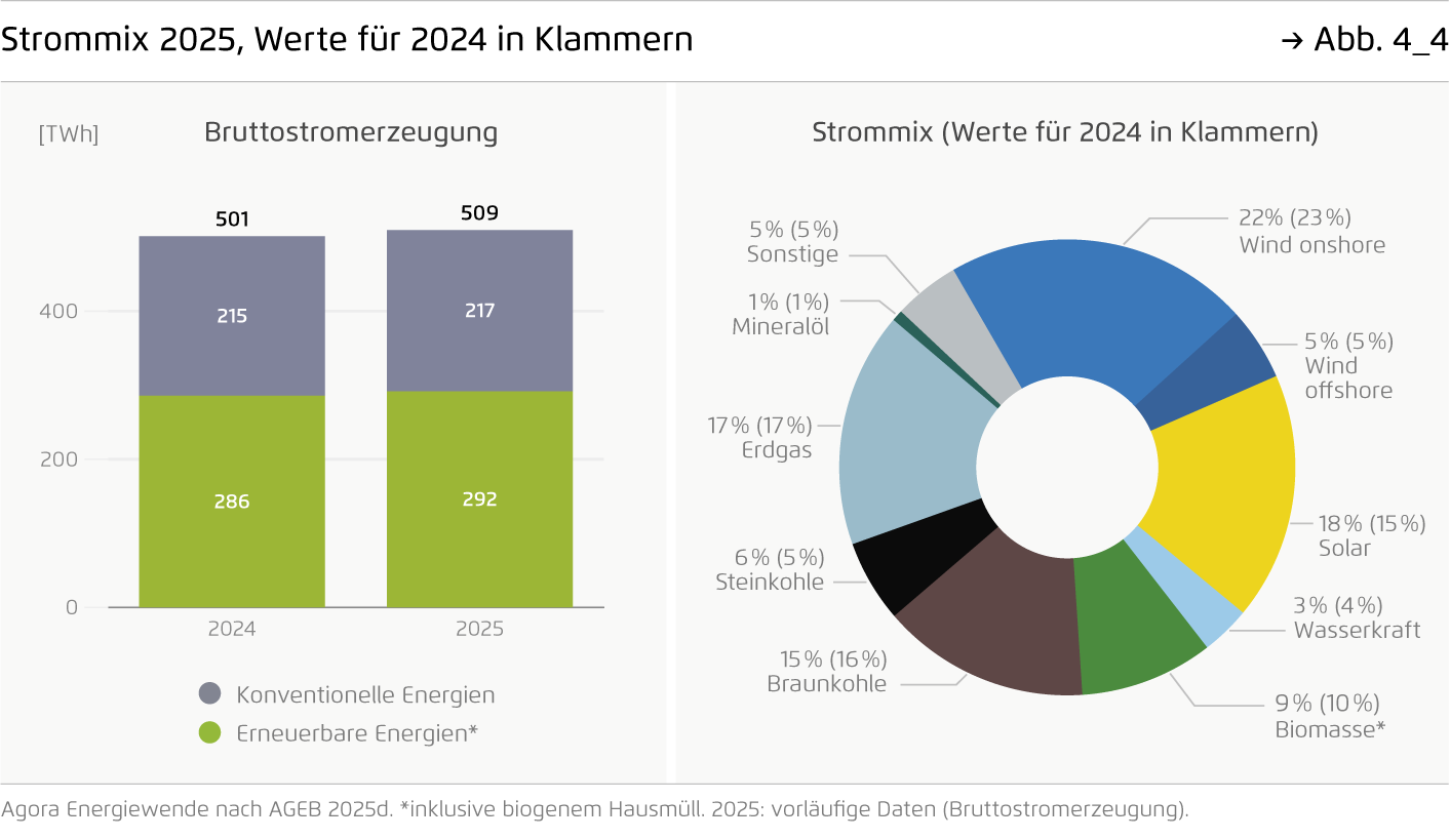 Preview for Strommix 2025, Werte für 2024 in Klammern